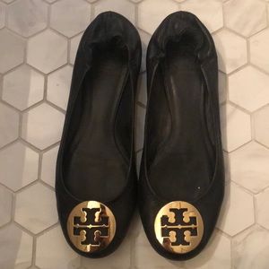 Tory Burch black and gold flats